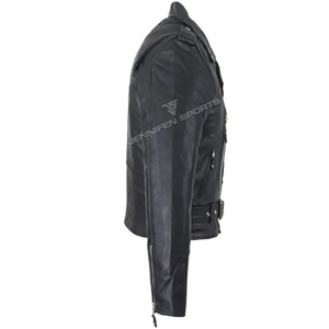 Nueva Chaqueta de Cuero Genuino para Hombre, Estilo Motero, Ajustada, Moderna, Personalizada, Negra, Talla Grande 8XL - Product Image 4