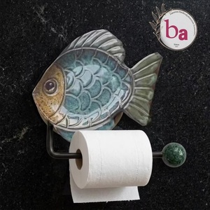 Porte-papier toilette mural en céramique B, fait main, étanche, design moderne, accessoire de salle de bain - Product Image 1