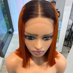 Ombre naranja Peluca de cabello humano Color crudo cabello humano vietnamita hueso de alta calidad recto Super doble dibujado - Product Image 3