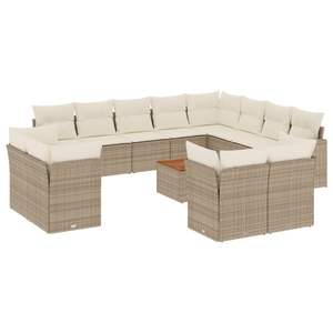 Conjunto de Sofá Modular para Jardín de 13 Piezas en Ratán Sintético PE Beige y Marrón, Muebles para Patio - Product Image 2