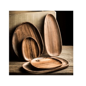 Premium <b>Black</b> Walnut Wood <b>Serving</b> <b>Tray</b> Set 3 Piece Rectangular Nesting Wooden Platters with Rounded Corners Eco Friendly platter - Product Image 2
