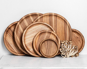 Classic Round Wooden <b>Plates</b> <b>Decorative</b> Wooden Dishware Durable Hard Wood <b>Plates</b> by blossom craft india - Product Image 2