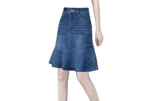 Jupe longue en jean déchirée et délavée à taille mi-haute pour femme, avec fentes latérales, style décontracté streetwear pour l'été – Nouvelle collection très tendance - Product Image 5