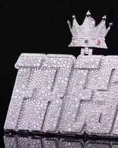 Hip Hop Jewelry 925 Sterling <b>Silver</b> VVS Moissanite Diamond Number Name <b>Initial</b> Logo <b>Pendant</b> Men's Iced Out Custom Letter <b>Pendant</b> - Product Image 2