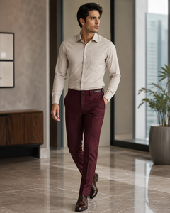 Pantalones de Oficina de Verano para Hombre Active Squad, Corte Slim Fit, Rectos, 100% Algodón, Tejido Worsted, Cintura Media, con Botones - Product Image 4