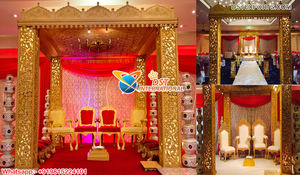 งานแต่งงานกลางแจ้ง ซุ้มทองสไตล์บอลลีวูด ซุ้มมหารานี สำหรับพิธีแต่งงานกลางแจ้ง ชายหาด งานแต่งงานอินเดีย ซุ้มมหารานี สหราชอาณาจักร - Product Image 4