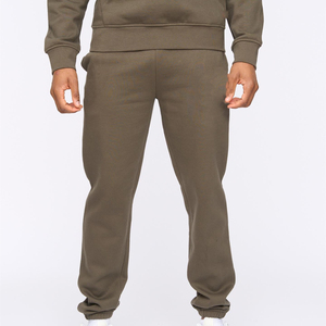 Men's Olive Green Cotton Sweatpants <b>Elastic</b> <b>Waist</b> Drawstring Casual Joggers With Side Pockets Midweight Knitted Fit - Product Image 3