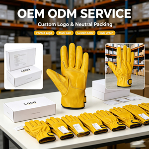 Guantes de Trabajo de Cuero de Cabra de Primera Calidad, Resistentes al Fuego, con Correa de Muñeca Ajustable, Suaves y Flexibles, para Seguridad en Exteriores - Product Image 2