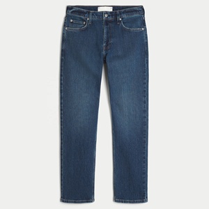 Pantalones vaqueros de mezclilla de calidad superior Pantalones vaqueros rectos ajustados de lavado oscuro para hombre Pantalones vaqueros clásicos informales para hombre - Product Image 1