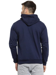<b>Men's</b> <b>Navy</b> Blue Full Zip Hoodie Regular Fit Cotton <b>Fleece</b> Casual Hooded Sweatshirt Autumn Wear - Product Image 3