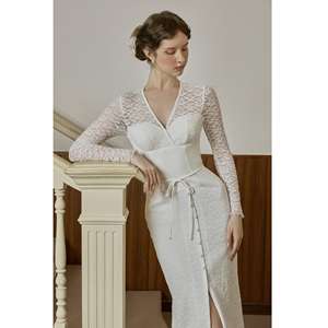 Vestido Midi de Algodón con Cuello en V para Mujer, Elegante y Clásico, Estilo Vietnamita VIVIAN, con Abertura Frontal - Product Image 4