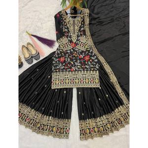 Ensemble de vêtements de fête pour femmes, haut, sharara, palazzo, dupatta - Product Image 3