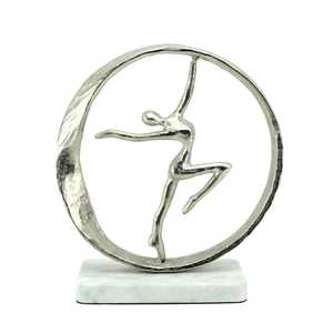 Sculpture de ballerine moderne en aluminium Jaffs Exports, figurine d'art circulaire faite à la main, décoration de table écologique pour salon - Product Image 1