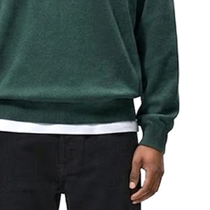 Men's Solid Green Knitted Pullover Sweater Full Sleeve Cotton Autumn Wear - Product Image 5