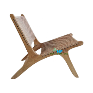 Chaises de détente modernes en rotin PE brun osier et bois massif de teck pour la maison, l'appartement, la villa ou l'hôtel. - Product Image 3