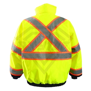 Custom High Visibility Safety Bomber <b>Jacket</b> <b>Waterproof</b> Reflective Winter Workwear Neon <b>Yellow</b> Black Security Guard Parka Coat - Product Image 2