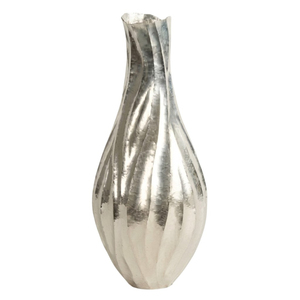 Florero Moderno Personalizado Plateado, Florero de Aluminio Pulido con Recubrimiento de Níquel y Patrón de Hojas en Relieve, en Oferta - Product Image 6