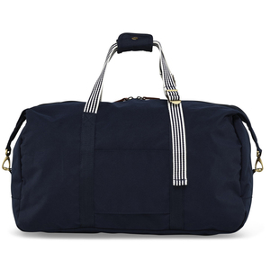Sac de voyage bleu marine en nylon 600D, capacité 30-40L, avec poignées rayées en nylon et quincaillerie dorée, idéal pour les voyages. - Product Image 1