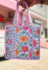Bolsa de Mano Bordada para Damas de Honor, Acolchada y Personalizada, con Estampado de Bloques, Regalo Nupcial, Bolsa de Playa, Bolsa de Mano para Boda - Product Image 6
