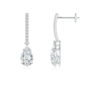 Pendientes Clásicos con Diamantes Cultivados en Laboratorio con Corte de Pera, Oro de 10K, 14K, 18K, Plata de Ley 925, 935, Regalo para Bodas y Fiestas - Product Image 2
