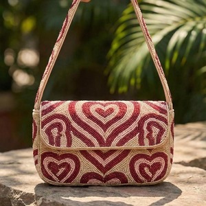 Bolso de mano clásico de lujo hecho a mano con cuentas, diseño de rodajas de naranja vibrante de Creative Art Zone - Product Image 6