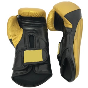 Blue Leather Boxing Gloves 14 Oz Lace-Up Adjustable Wrist Strap For Adults Training Gear - Product Image 4