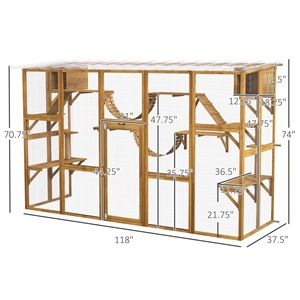 Yellow Catio <b>Cat</b> Window <b>Box</b> with Shelves Outdoor Enclosure for Multiple <b>Cats</b> Pet Cage - Product Image 3