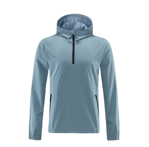Half Zip <b>Safari</b> Hooded Windbreaker <b>Jacket</b> <b>Men's</b> Casual Solid Front Logo Waterproof Lightweight Pullover Running Gym Outdoor Coat - Product Image 5