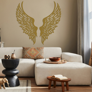 Décoration murale en métal découpé au laser, ailes d'ange, art mural décoratif moderne pour salon, chambre, hôtel - Product Image 4