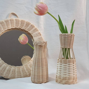 แจกันหวายที่สวยงามสำหรับถือดอกไม้และแจกันดอกไม้สีเขียวตกแต่งบ้าน - Product Image 6