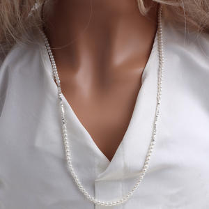 Collar de Cadena de Doble Capa con Estilo Retro de Alta Gama para Mujer, Plata Desgastada, Perla Larga para Suéteres - Product Image 3