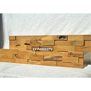 Panneaux muraux modernes en teck recyclé avec motif géométrique Murs de divertissement insonorisés pour décoration de villas domestiques - Product Image 1