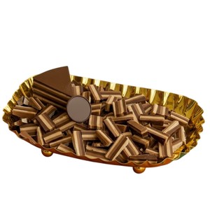 Plateau de présentation de chocolat en métal doré de style arabe vintage, design élégant, plateau de service de bonbons décoratif pour événements de mariage - Product Image 1