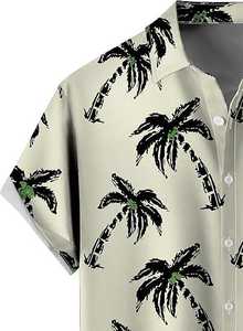 Camisa Hawaiana con Estampado de Palmeras para Hombre, Manga Corta, Casual, con Botones, para la Playa, Vacaciones de Verano, Ligera - Product Image 3