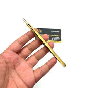 Pinzas de Aislamiento Delgadas y Rectas de 14 cm, Chapadas en Oro, de Acero Inoxidable, con Logotipo Personalizado, Instrumento de Belleza - Product Image 5