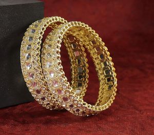 Gold Plated Alloy Rose Gold <b>Bracelet</b> <b>Crystal</b> Rhinestone Cut Claw Setting Classic Women's Party Jewelry Fashion Bangle Certified - Product Image 1