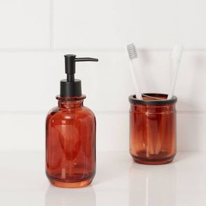 Dispenser in Vetro Ambrato per Sapone Liquido/Lozione Stile Farmacia - Product Image 3