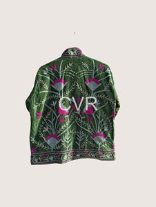 Chaqueta floral bordada con cuello mandarín verde para mujer de talla grande, ropa de abrigo de estilo chino de manga larga, ropa de otoño - Product Image 4