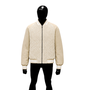 Veste décontractée moderne beige pour homme, veste d'extérieur légère de qualité supérieure avec doublure en sherpa, fermeture éclair, style décontracté pour l'hiver - Product Image 1