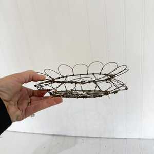 Primitive <b>Wire</b> Collapsible Egg <b>Basket</b> Rustic Farmhouse Decor Vintage Style - Product Image 2