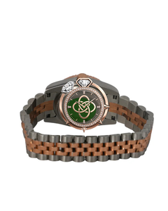 Montre de luxe bicolore à quartz avec cadran à chiffres arabes, face en nacre et diamants, bracelet en acier inoxydable 18 mm, 46 mm, cadeau pour homme, idéal pour les soirées - Product Image 3