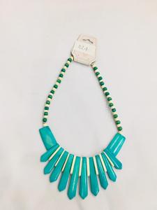 Blue <b>Turquoise</b> Statement <b>Beaded</b> Necklace with Natural Pearl Christian Pendant Chain for Trendy Daily Party Wear - Product Image 4