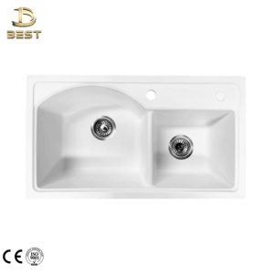 Évier de cuisine BEST-7844G de la marque BEST, fabriqué par des artisans vietnamiens, à cuve simple ou double, style granit, en quartz composite, à encastrer - Product Image 1
