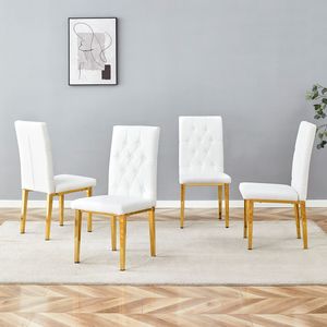 Juego de 4 Sillas de Comedor Blancas sin Brazos, Acabado Gris Elegante y Misterioso para el Comedor - Product Image 3