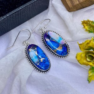 Pendientes Colgantes de Turquesa Azul, Plata de Ley 925, Minimalistas, Hechos a Mano, con Piedras Preciosas, Regalo - Product Image 4