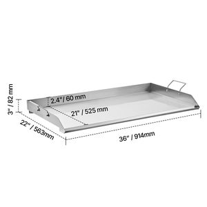 Piastra Rettangolare Universale 36x22 Pollici in Acciaio Inox per Griglia a Gas, Piastra Portatile per BBQ Teppanyaki - Product Image 2