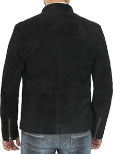 <b>Mens</b> Black Suede Leather Shirt Western <b>Trucker</b> Style Genuine Leather <b>Jacket</b> - Product Image 3
