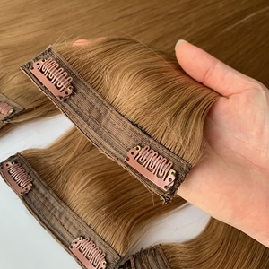 Vente en Gros de Luxe de Haute Qualité Extensions de Cheveux Humains Vierges Remy Crus-Cheveux Raides de Couleur Marron Clip-in Nautral - Product Image 1