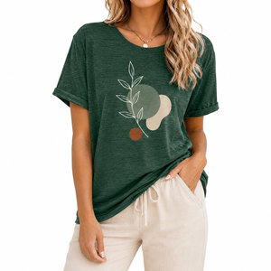 Wholesale Eco Friendly <b>Women</b> Short Sleeve T <b>Shirt</b> 100% Cotton Jersey Crew Neck Digital Print Regular Fit Casual Tee - Product Image 1