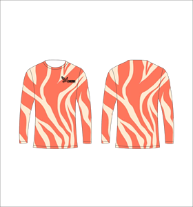 Custom Sublimated Long Sleeve T <b>Shirt</b> Orange White <b>Zebra</b> Pattern Crew Neck Performance Sports Wear Ferocious Clothing Wholesale - Product Image 1